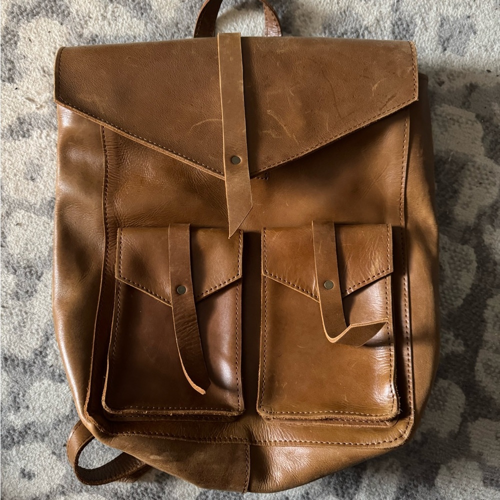 Raven + Lily Brown Leather Backpack